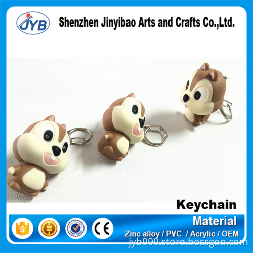 hot sale promotional item plastic 3D squirrel shape LED keychain